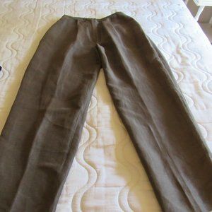 Eileen Fisher Silk Linen Pants Trousers — M —  Brown